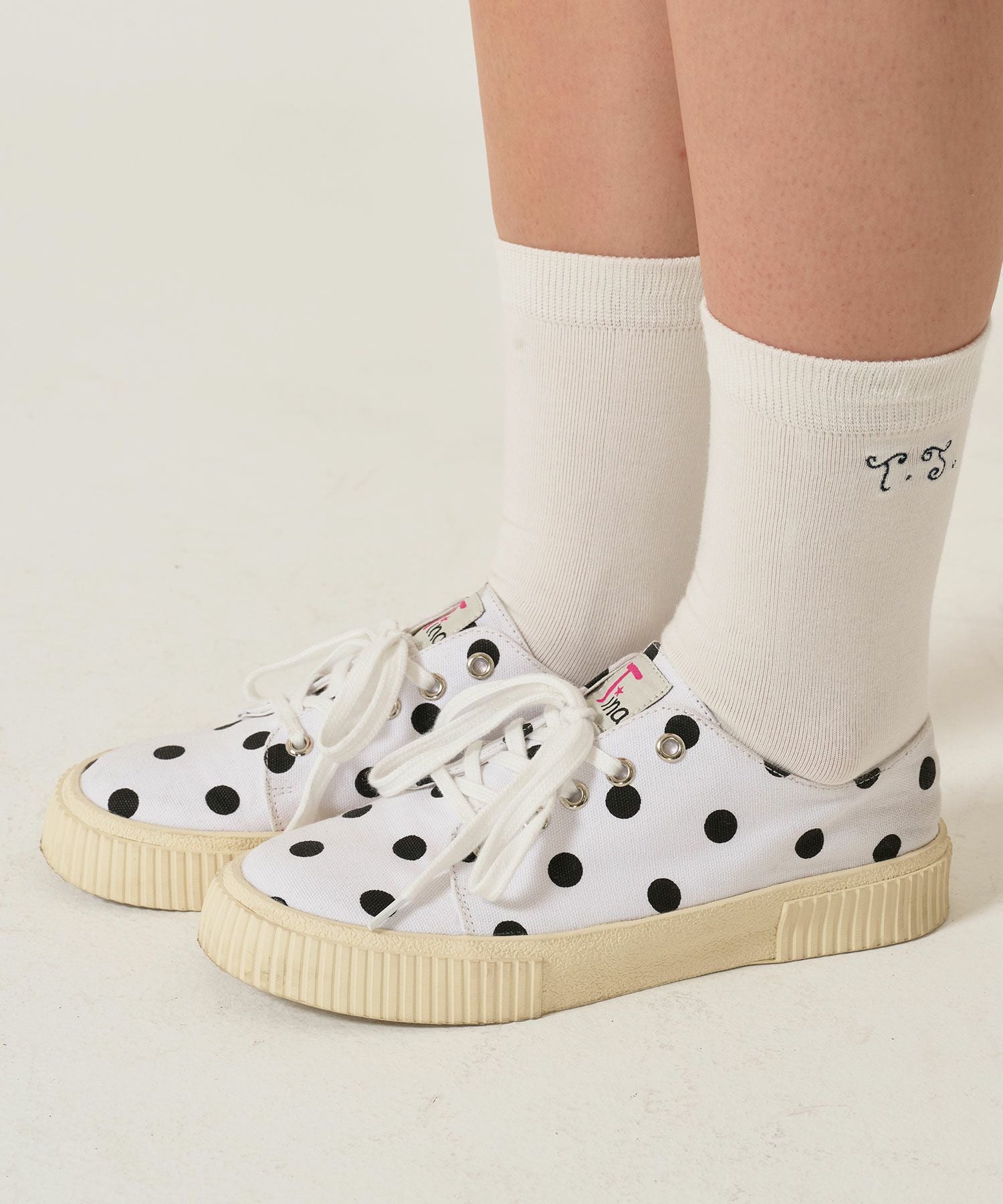 Early-Summer-SALE ドット柄 キャンバススニーカー TINA：JOJUN 全2色