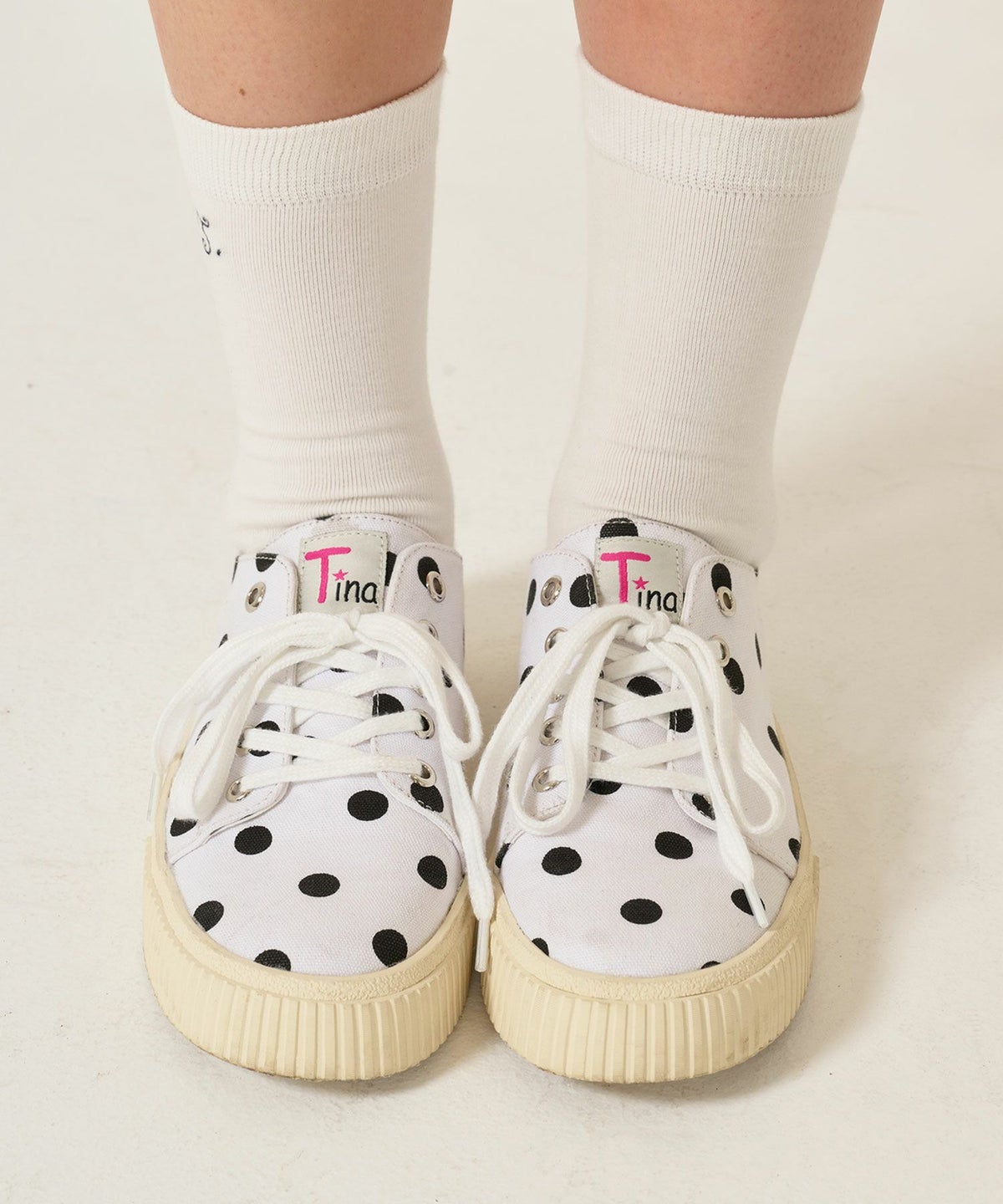 スニーカー/シューズ/ドット/ホワイト