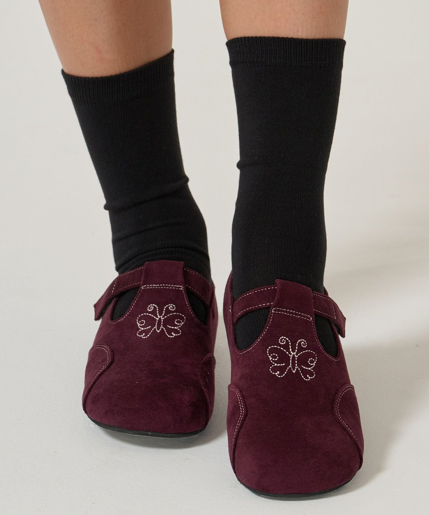 刺繍入り フェイクスエード シューズ TINA：JOJUN 全2色｜tnj933-1086