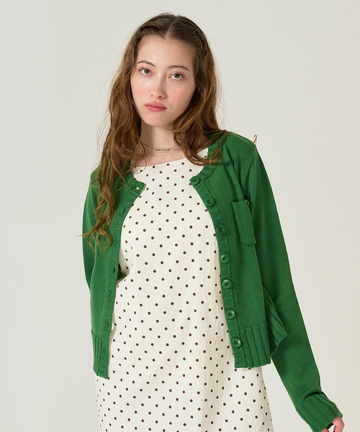 アンチピリング /カーディガン/グリーン