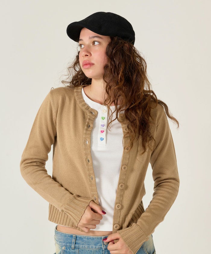 アンチピリング /カーディガン/キャメル