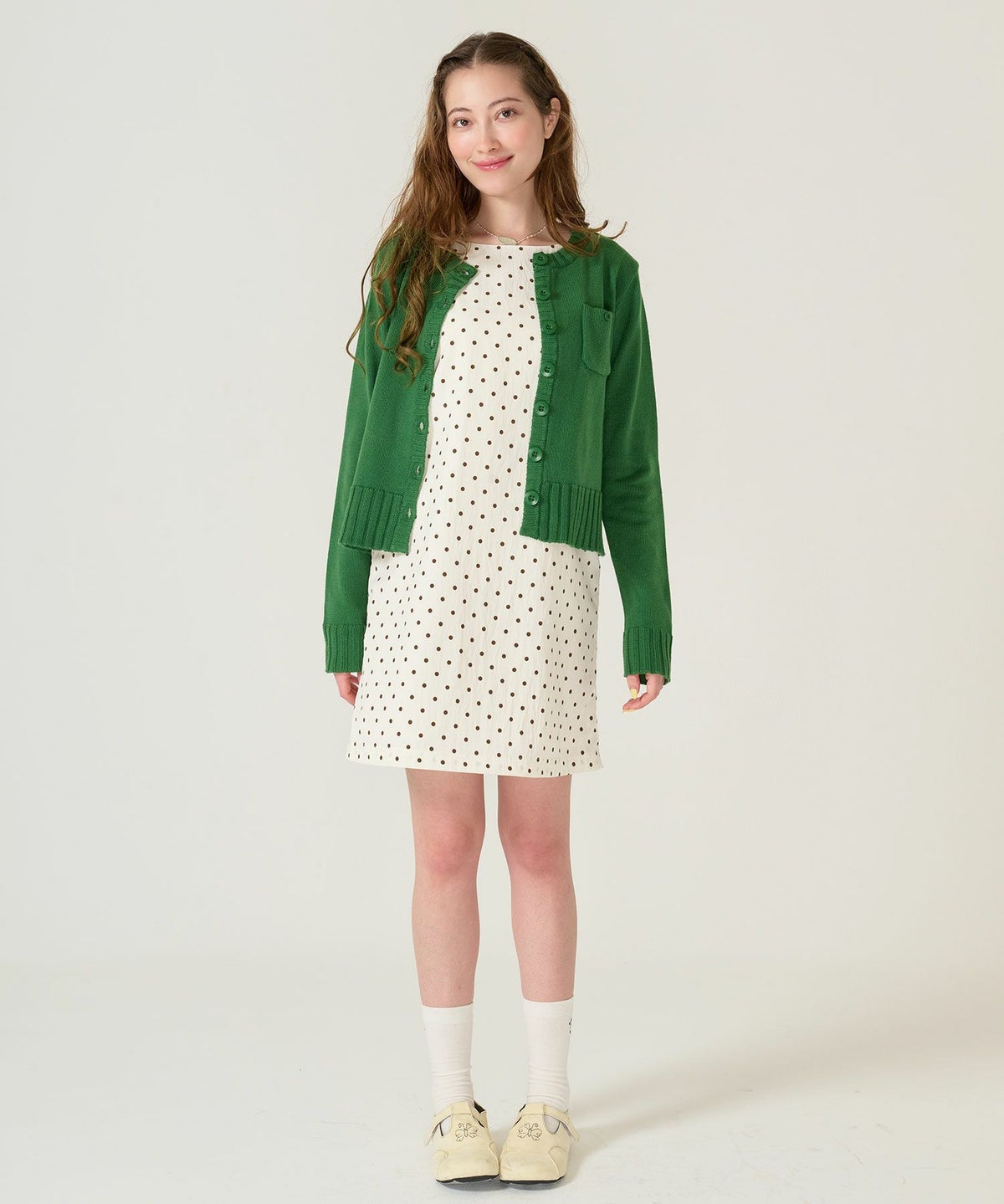 アンチピリング /カーディガン/グリーン