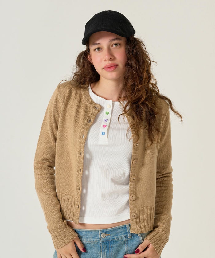 アンチピリング /カーディガン/キャメル