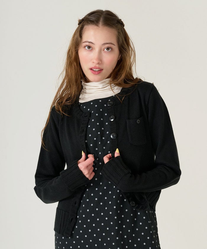 アンチピリング /カーディガン/ブラック