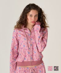 フーディ/花柄/パーカー/ピンク