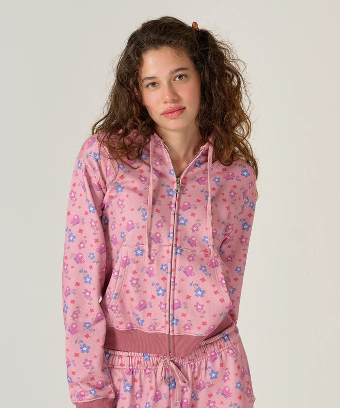 フーディ/花柄/パーカー/ピンク