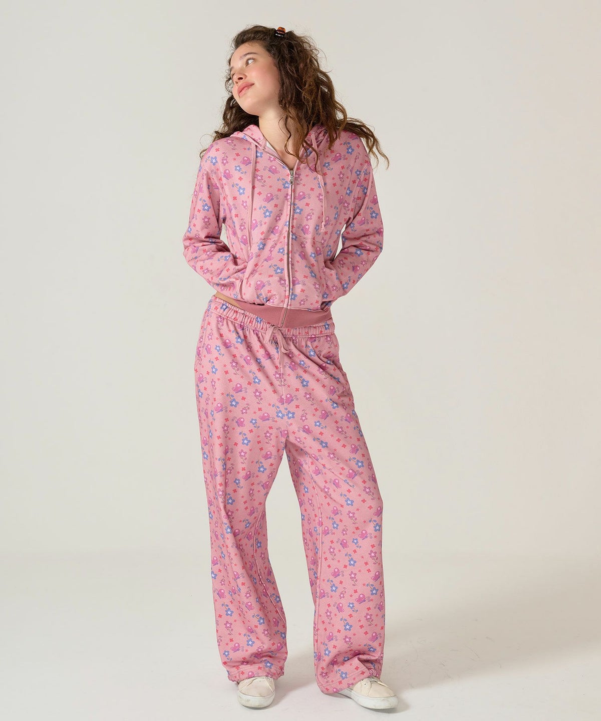 フーディ/花柄/パーカー/ピンク