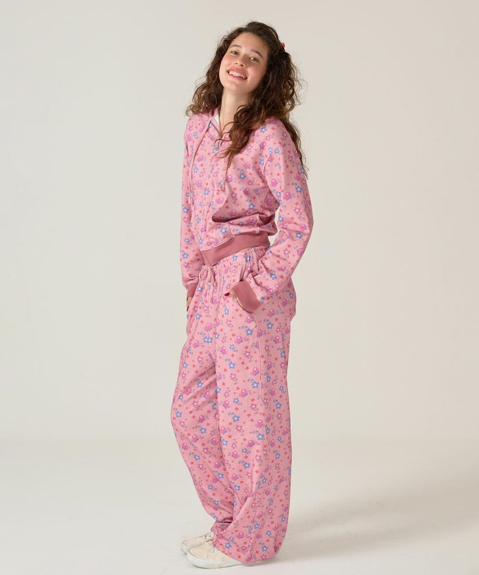 フーディ/花柄/パーカー/ピンク