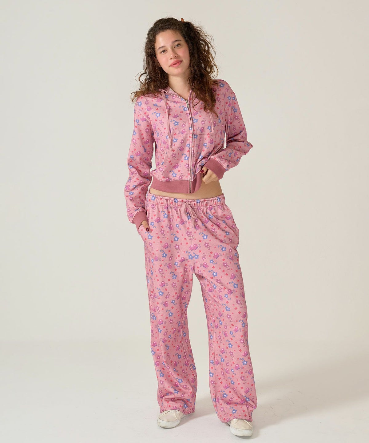 フーディ/花柄/パーカー/ピンク