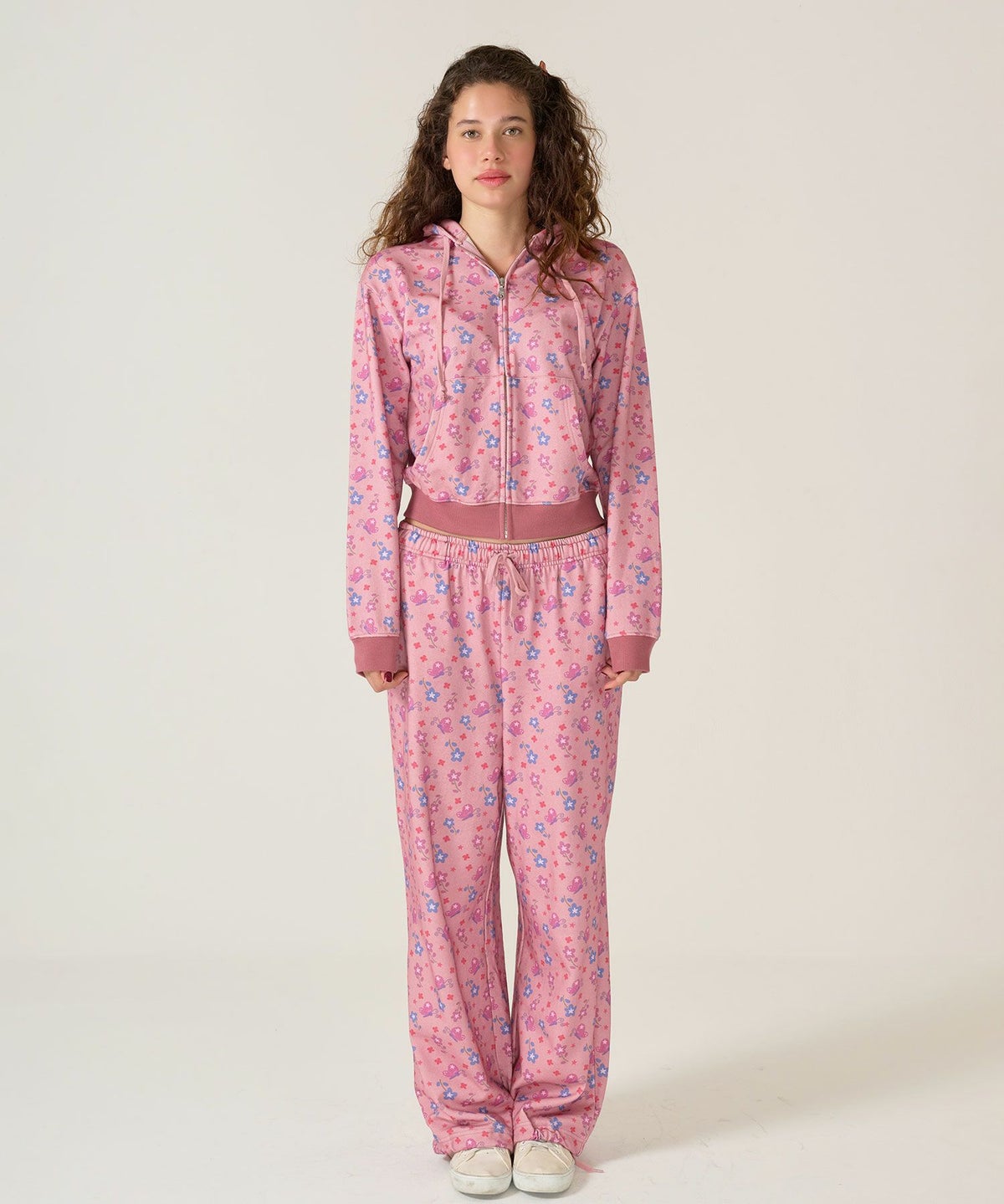 フーディ/花柄/パーカー/ピンク