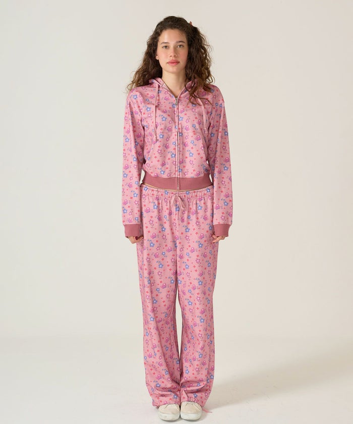 フーディ/花柄/パーカー/ピンク