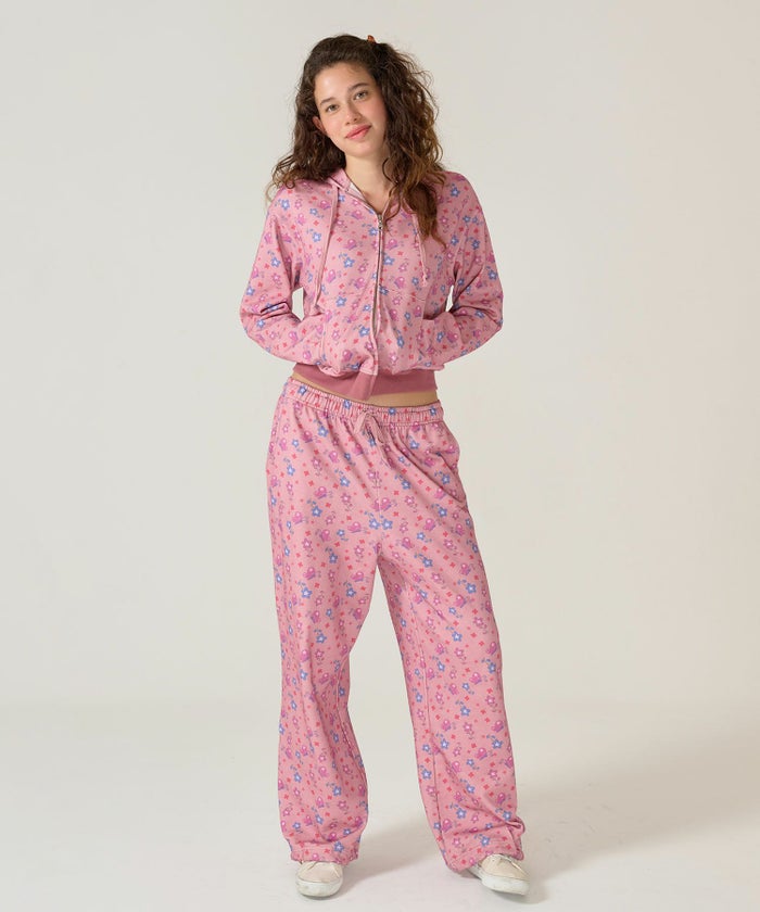 パンツ/スウェット/花柄/ピンク