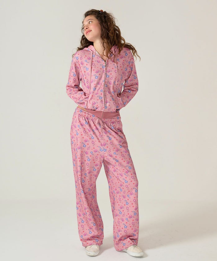 パンツ/スウェット/花柄/ピンク