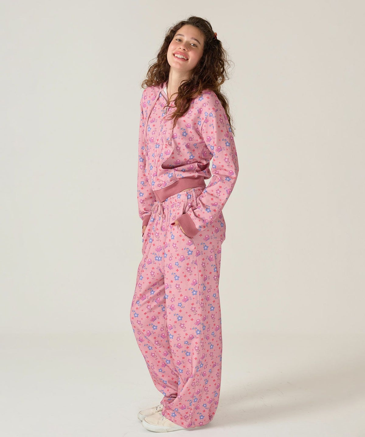 パンツ/スウェット/花柄/ピンク