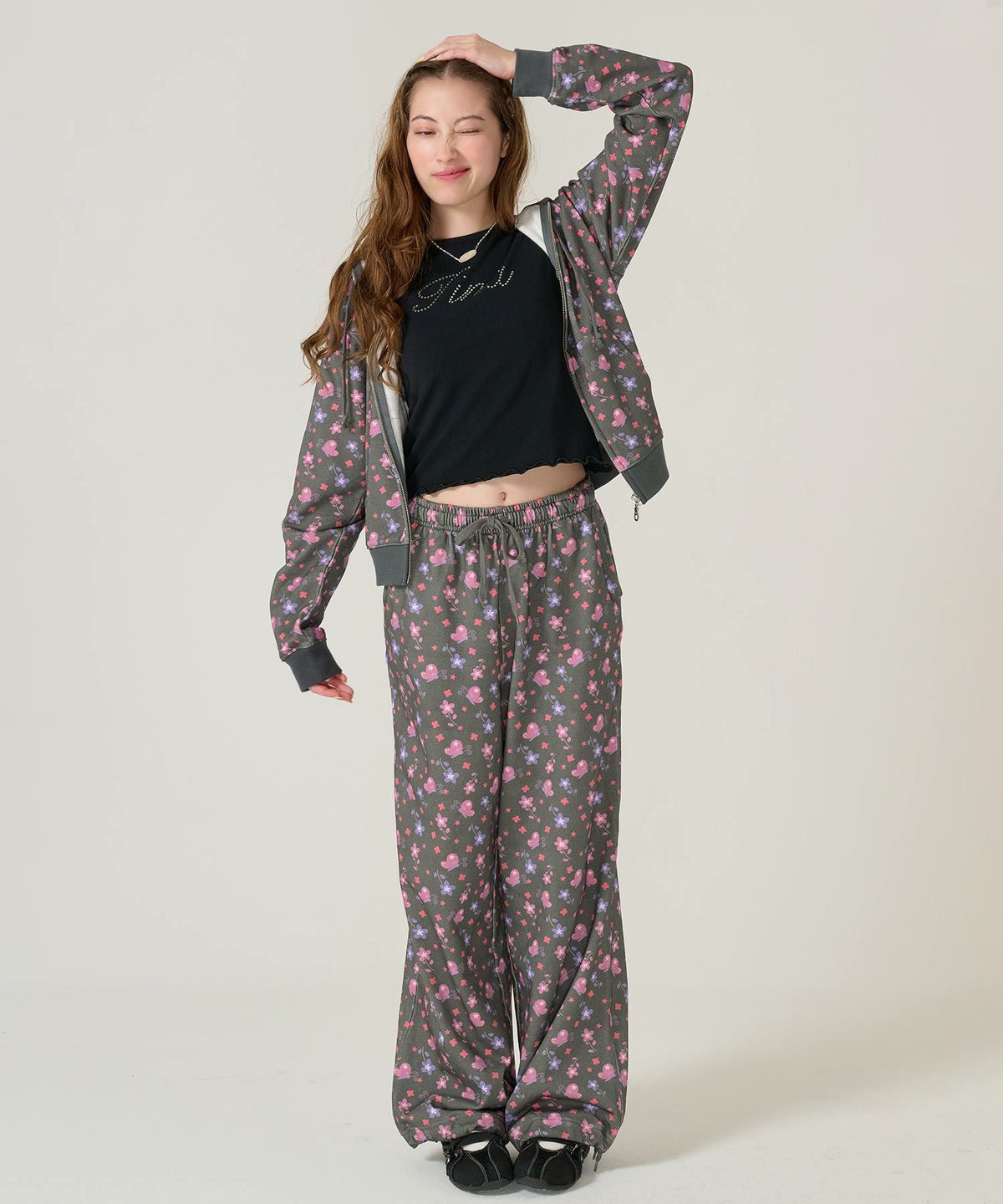 パンツ/スウェット/花柄/ブラック