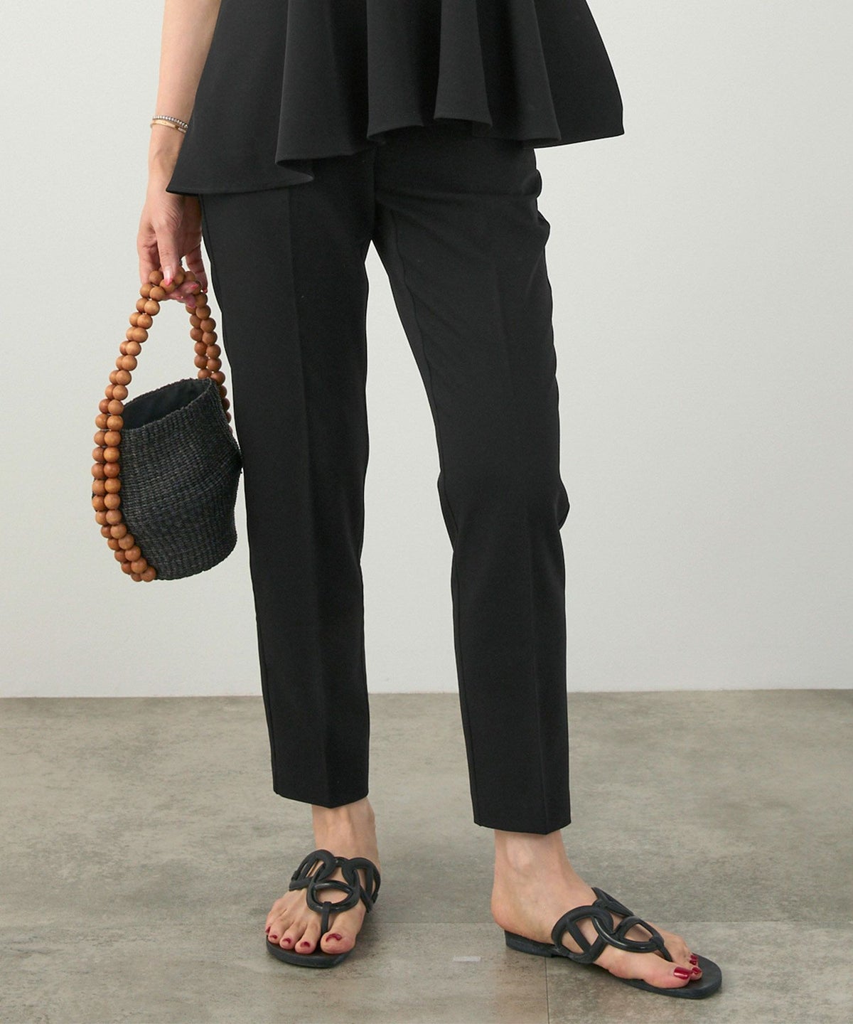 手洗い可セットアップ対応可S/M/L上品きれいめ大人カジュアルシンプルオフィスフォーマルテーパードセンタープレス美脚ジョイントスペースLPセットアップ企画-01