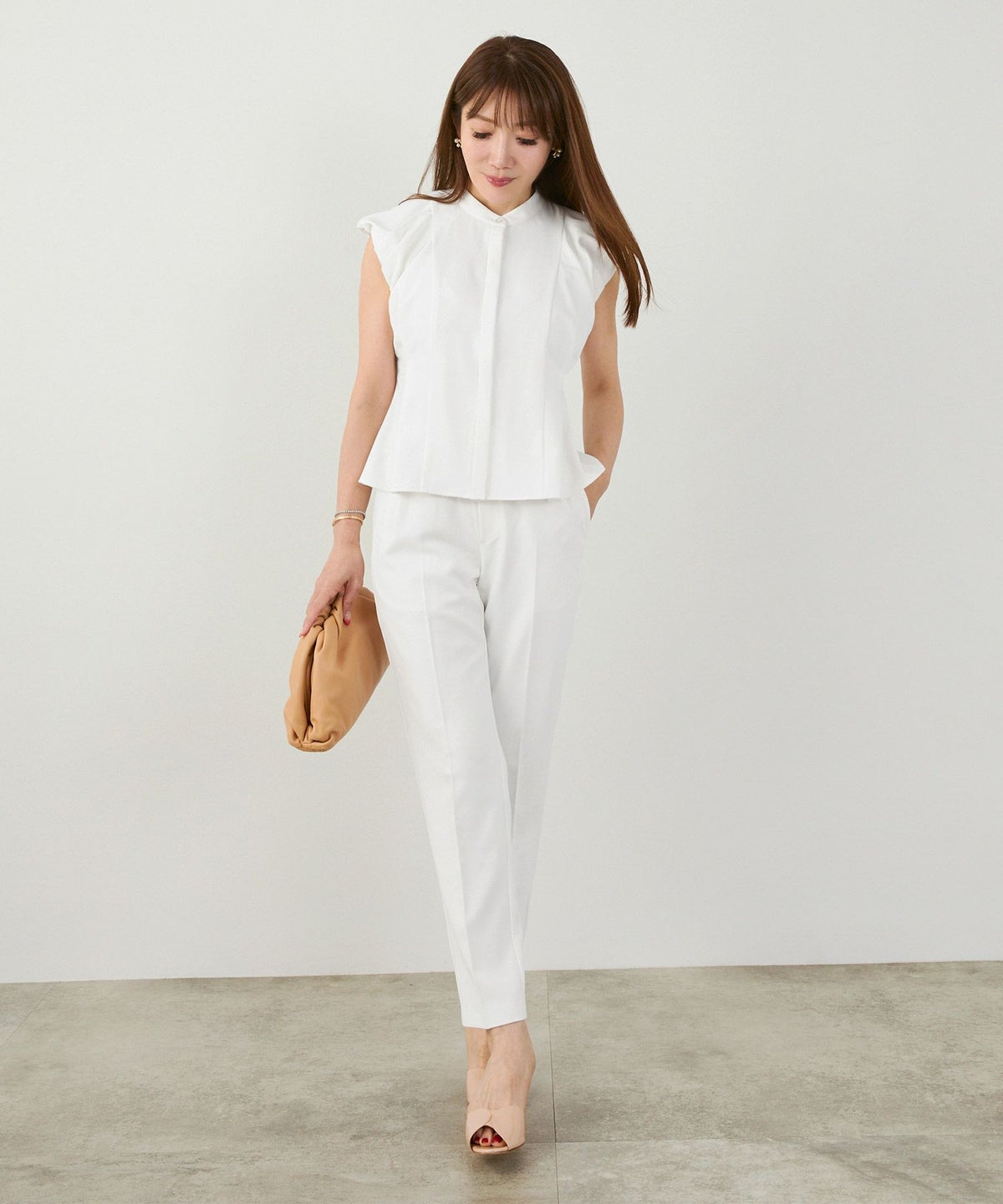 手洗い可セットアップ対応可S/M/L上品きれいめ大人カジュアルシンプルオフィスフォーマルテーパードセンタープレス美脚ジョイントスペースLPセットアップ企画-01