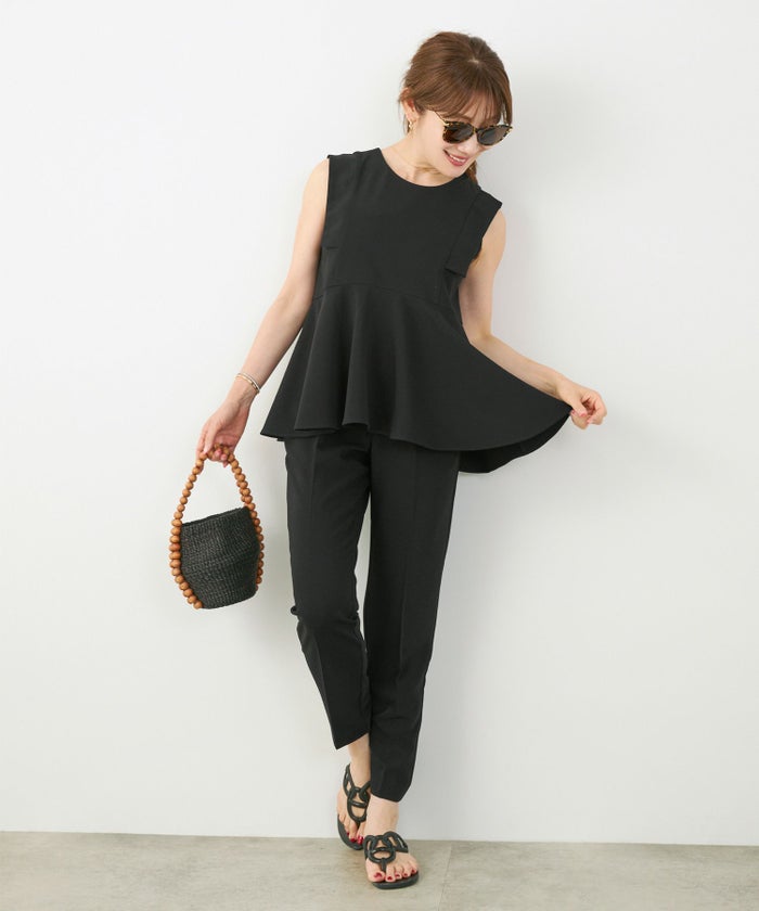 手洗い可セットアップ対応可S/M/L上品きれいめ大人カジュアルシンプルオフィスフォーマルテーパードセンタープレス美脚ジョイントスペースLPセットアップ企画-01