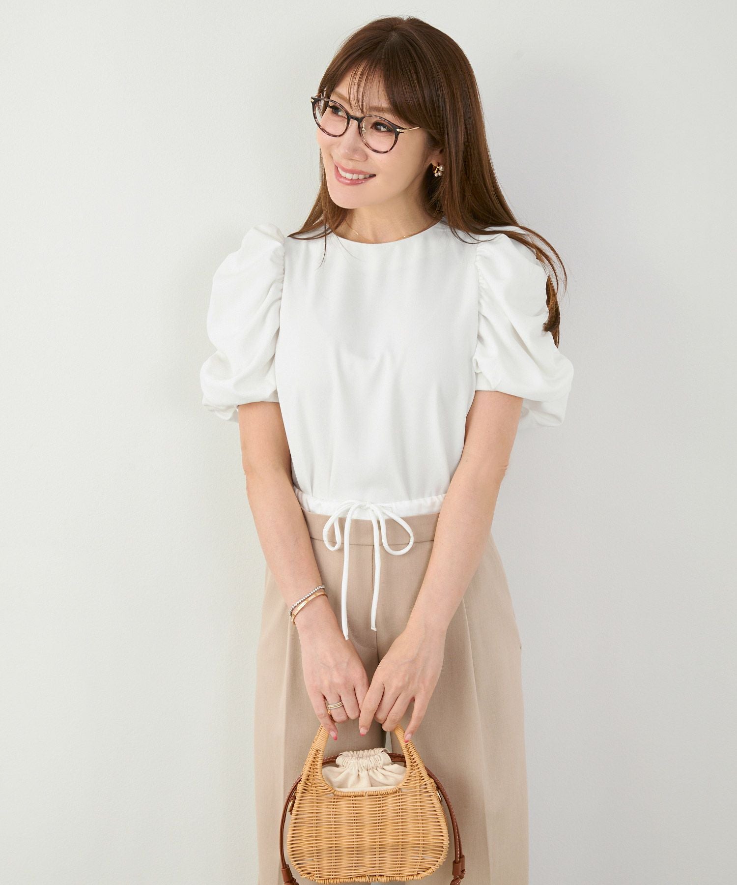 ギャザー ボリューム袖 ブラウス Liala×PG