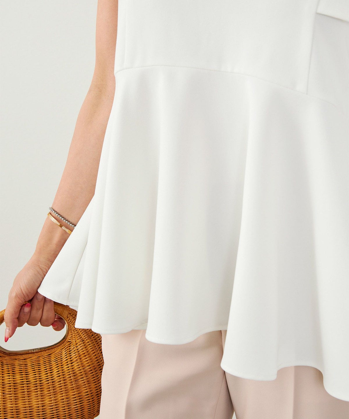 手洗い可セットアップ対応可かわいい上品きれいめ大人カジュアルオフィスフォーマルフェミニンシンプルノースリーブイレヘム体型カバージョイントスペースLPセットアップ企画-01