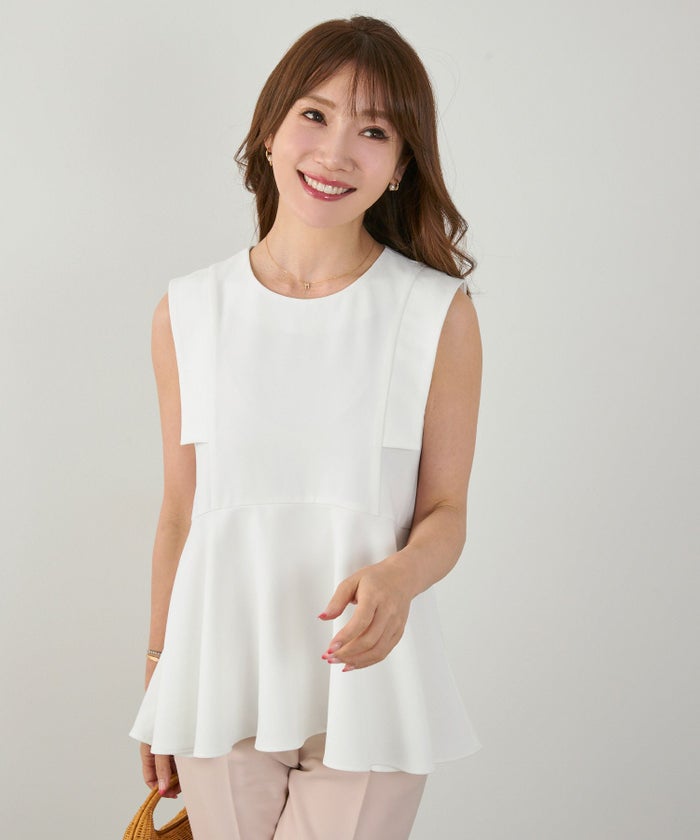 手洗い可セットアップ対応可かわいい上品きれいめ大人カジュアルオフィスフォーマルフェミニンシンプルノースリーブイレヘム体型カバージョイントスペースLPセットアップ企画-01