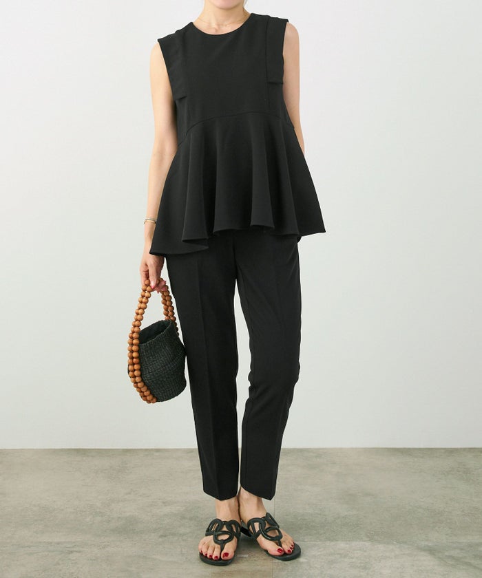 手洗い可セットアップ対応可かわいい上品きれいめ大人カジュアルオフィスフォーマルフェミニンシンプルノースリーブイレヘム体型カバージョイントスペースLPセットアップ企画-01