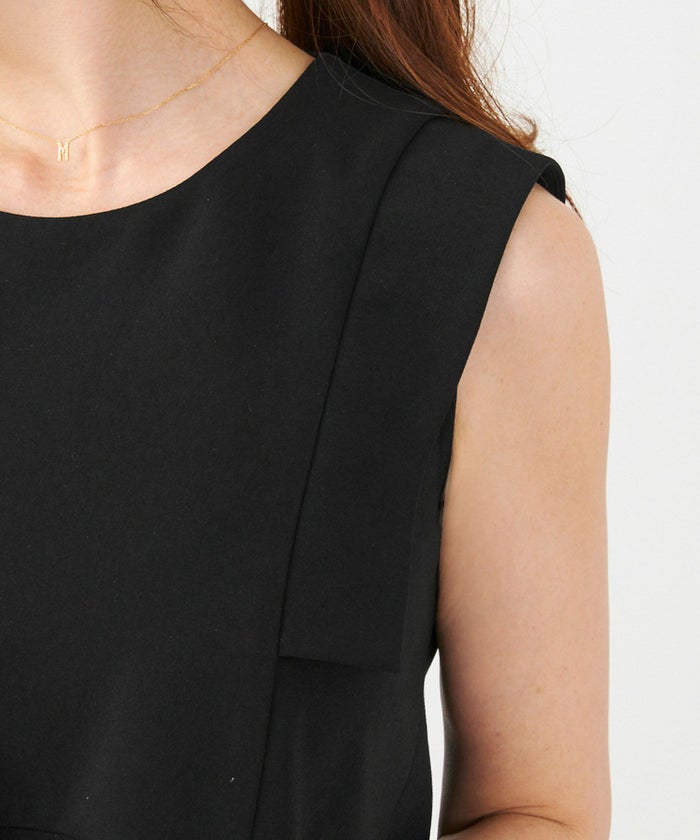 手洗い可セットアップ対応可かわいい上品きれいめ大人カジュアルオフィスフォーマルフェミニンシンプルノースリーブイレヘム体型カバージョイントスペースLPセットアップ企画-01