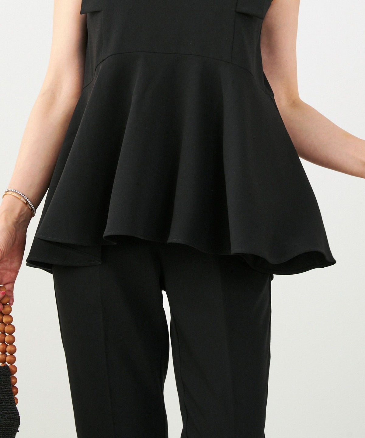 手洗い可セットアップ対応可かわいい上品きれいめ大人カジュアルオフィスフォーマルフェミニンシンプルノースリーブイレヘム体型カバージョイントスペースLPセットアップ企画-01