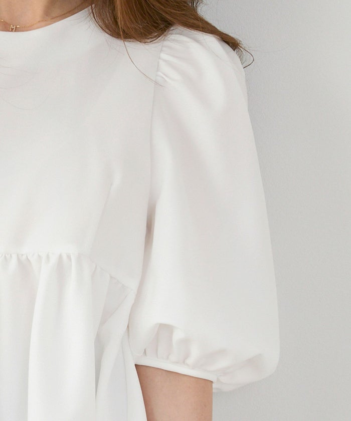 手洗い可上品きれいめパフ袖大人カジュアルオフィスフォーマルフェミニン体型カバージョイントスペース