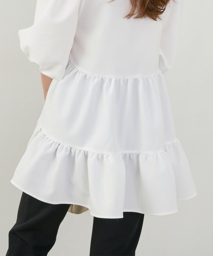 手洗い可上品きれいめパフ袖大人カジュアルオフィスフォーマルフェミニン体型カバージョイントスペース