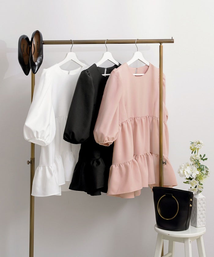 手洗い可上品きれいめパフ袖大人カジュアルオフィスフォーマルフェミニン体型カバージョイントスペース