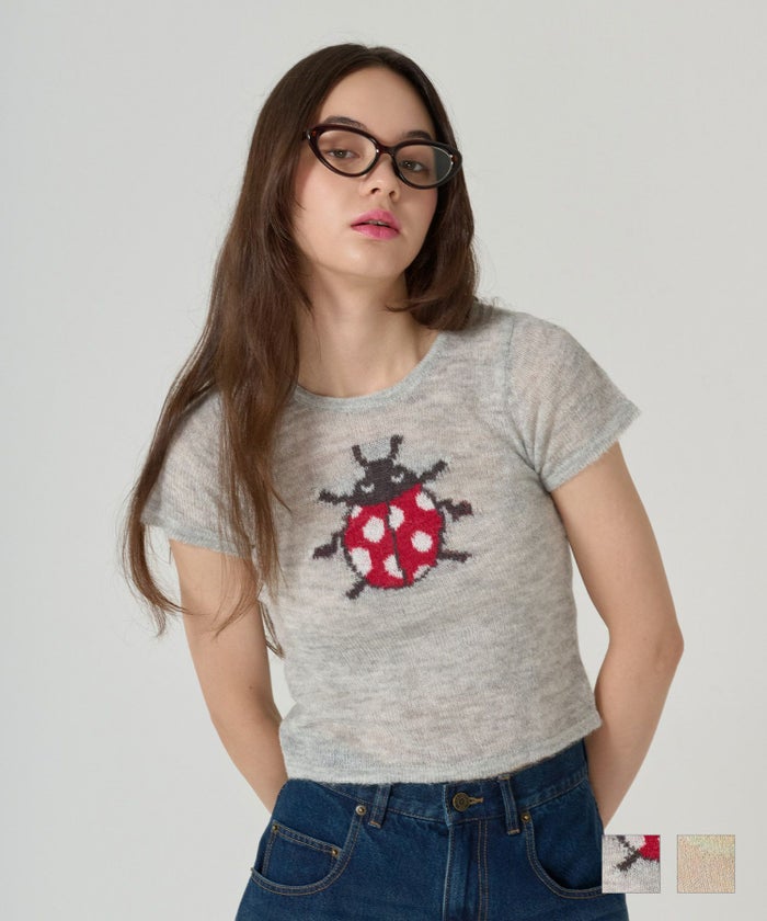 チビT/ニット/テントウムシ/グレー