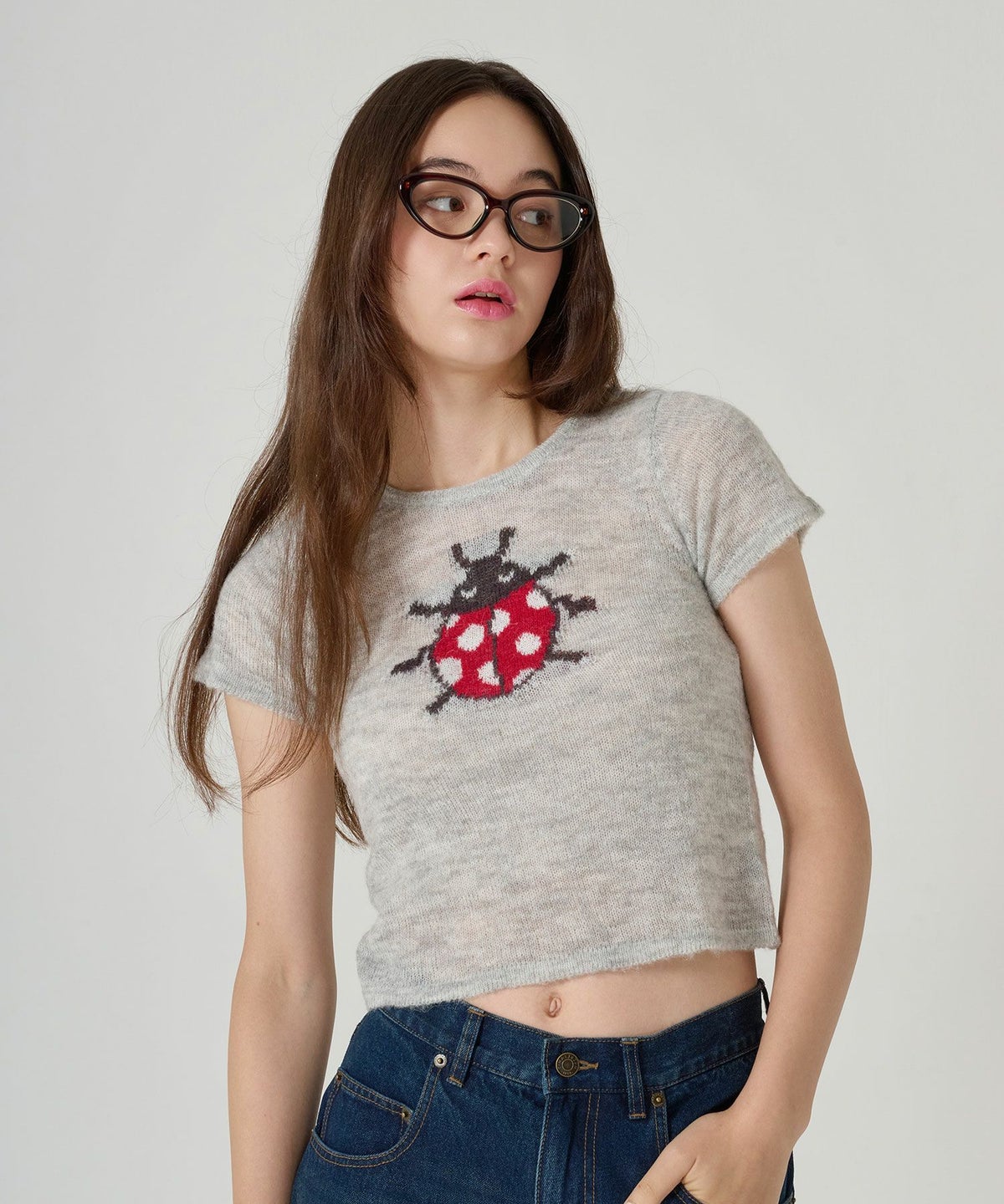 チビT/ニット/テントウムシ/グレー