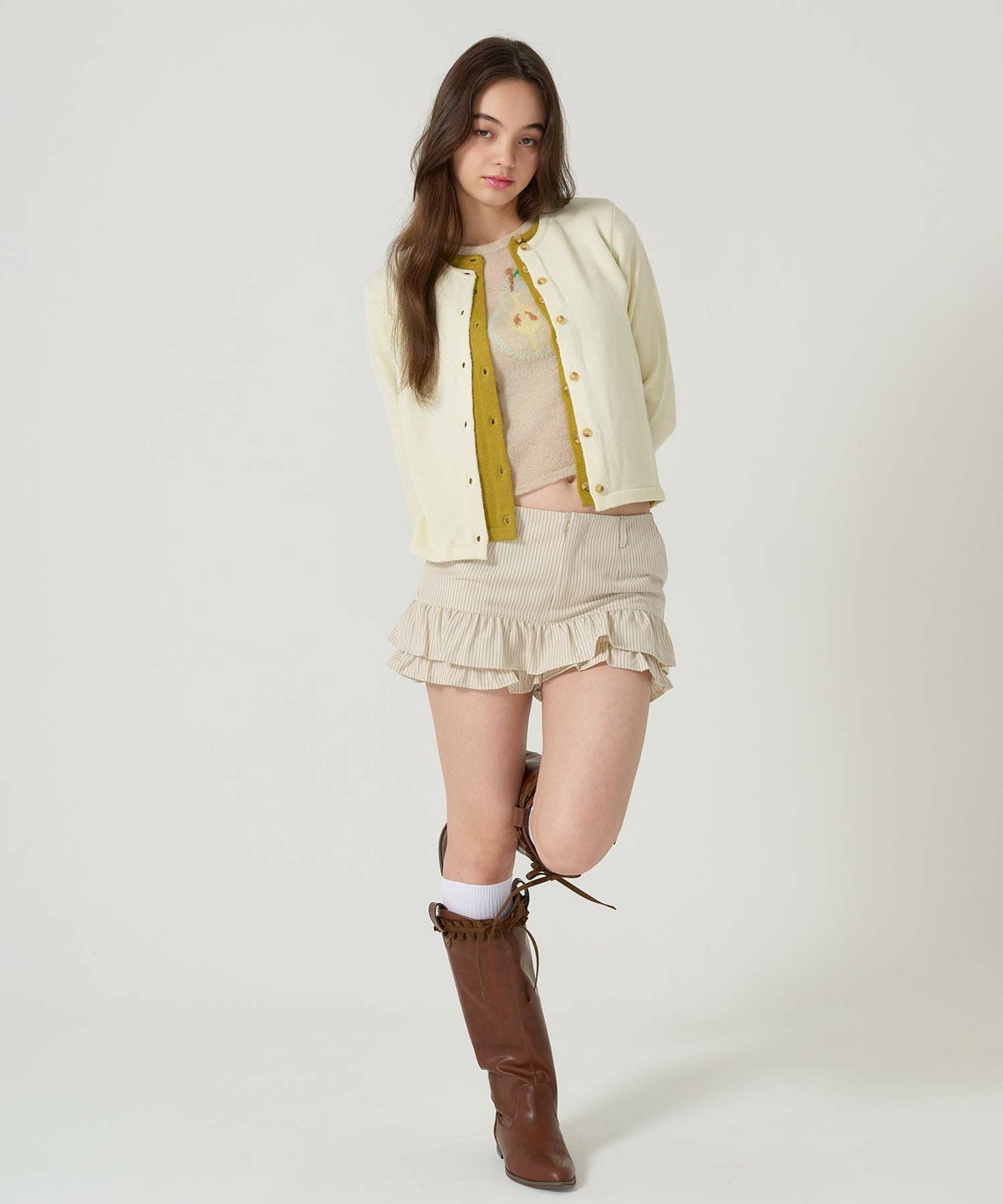 チビT/ニット/ナシ/ベージュ