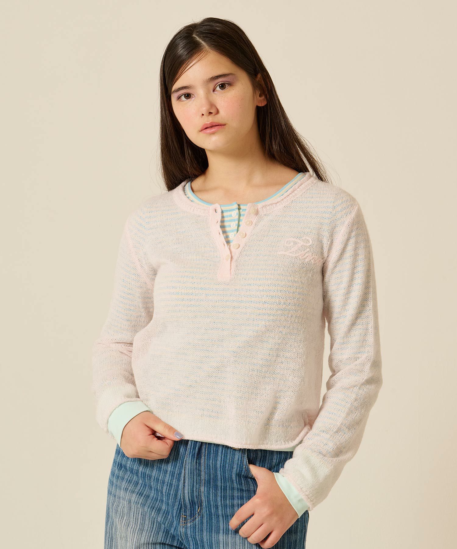 ボーダー ヘンリーネック カットソー TINA：JOJUN 全4色｜tnj531-1103