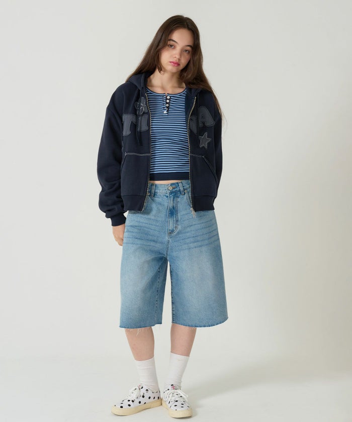  ボーダー/ ヘンリーネック/ロンT/ネイビー/ピンク/パープル