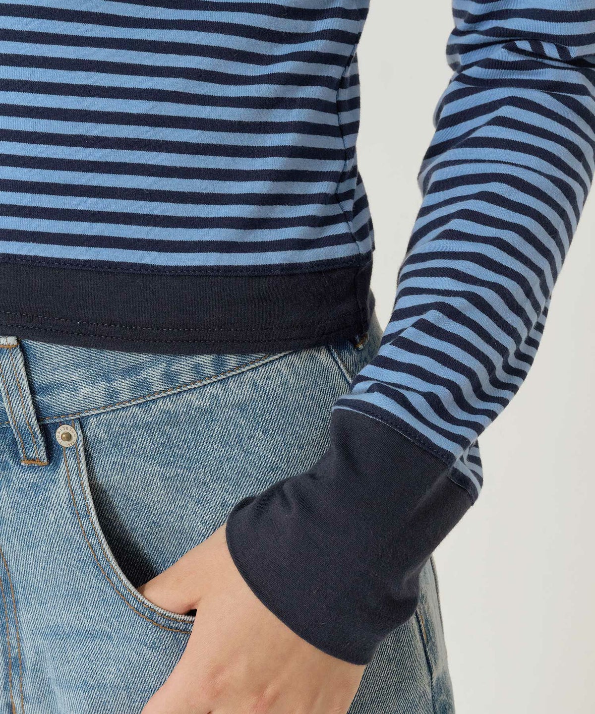 ボーダー/ ヘンリーネック/ロンT/ネイビー/ピンク/パープル