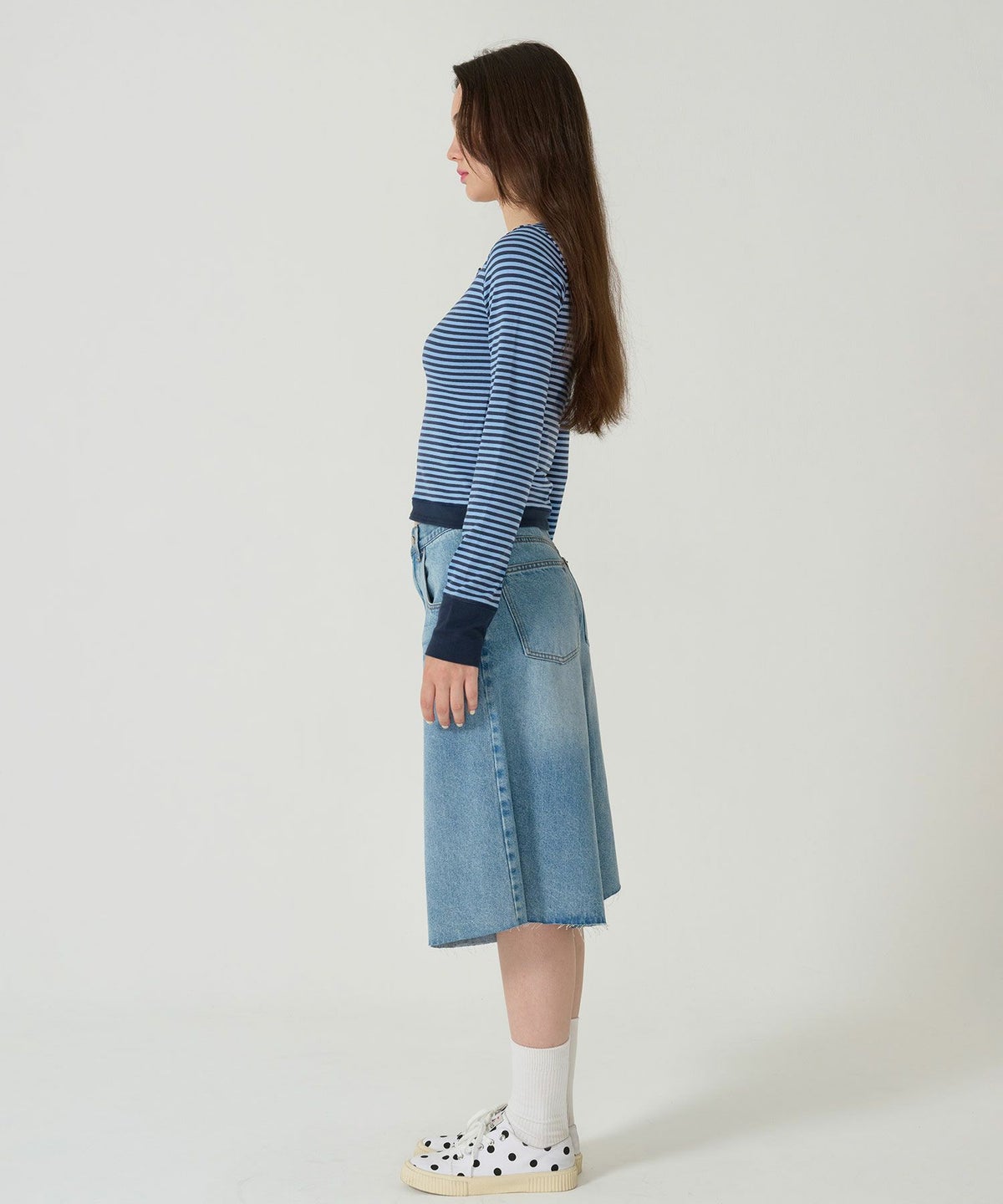 ボーダー/ ヘンリーネック/ロンT/ネイビー/ピンク/パープル