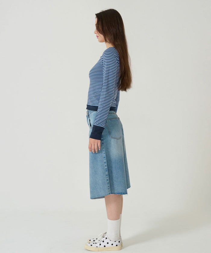 ボーダー/ ヘンリーネック/ロンT/ネイビー/ピンク/パープル