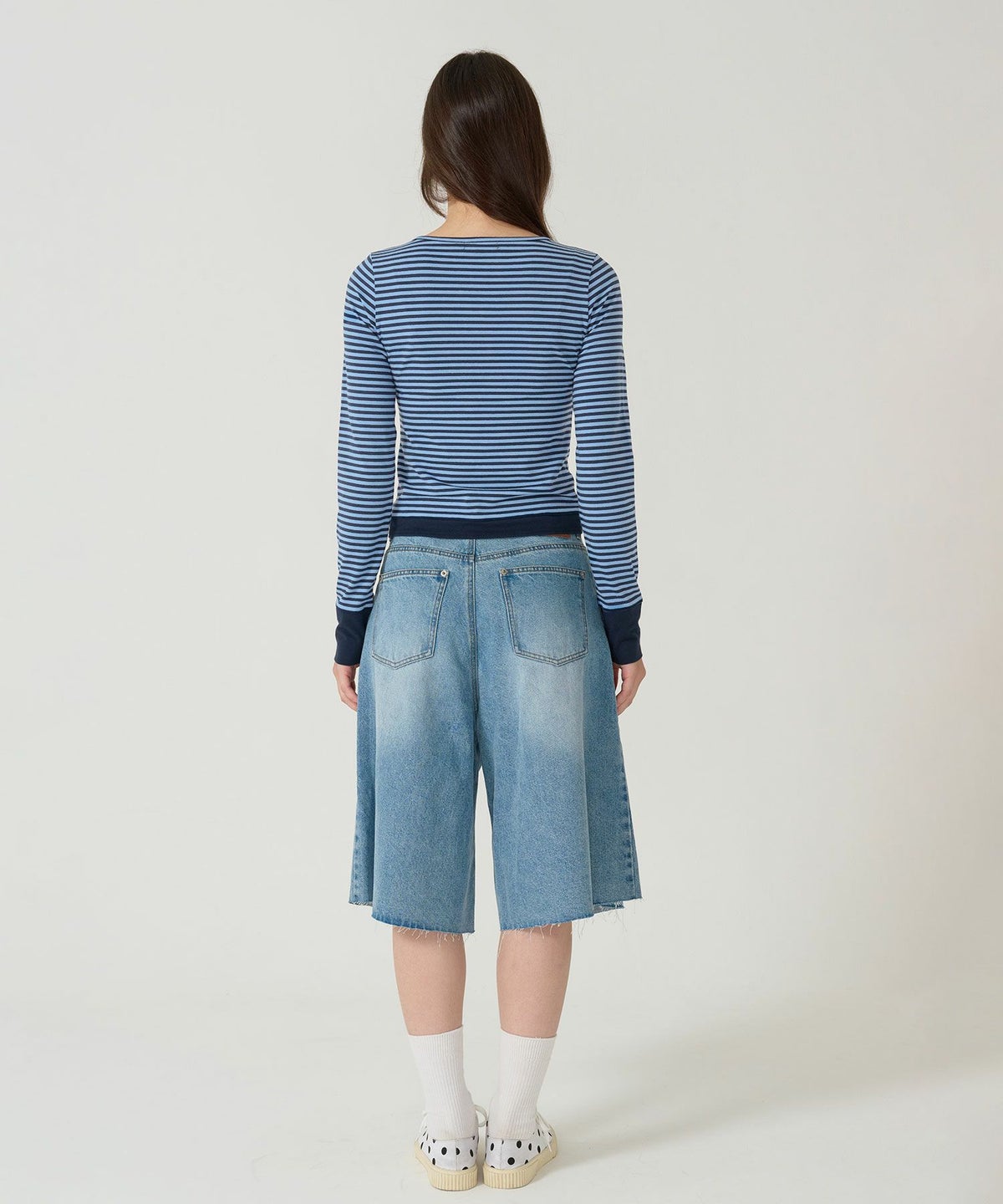 ボーダー/ ヘンリーネック/ロンT/ネイビー/ピンク/パープル