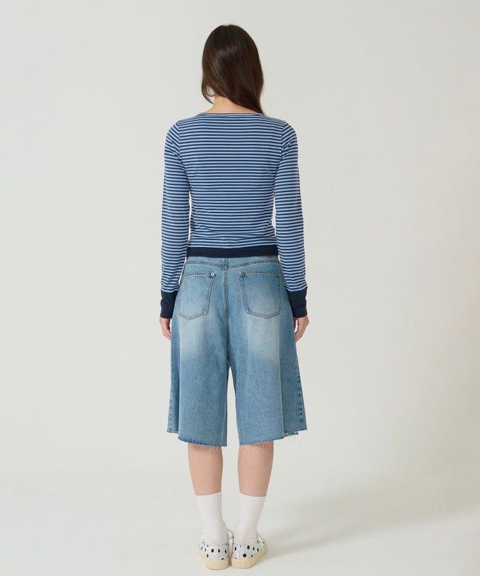 ボーダー/ ヘンリーネック/ロンT/ネイビー/ピンク/パープル