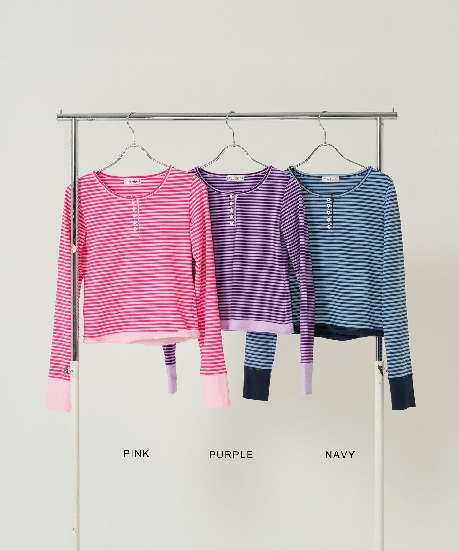 ボーダー ヘンリーネック カットソー TINA：JOJUN 全4色｜tnj531-1103