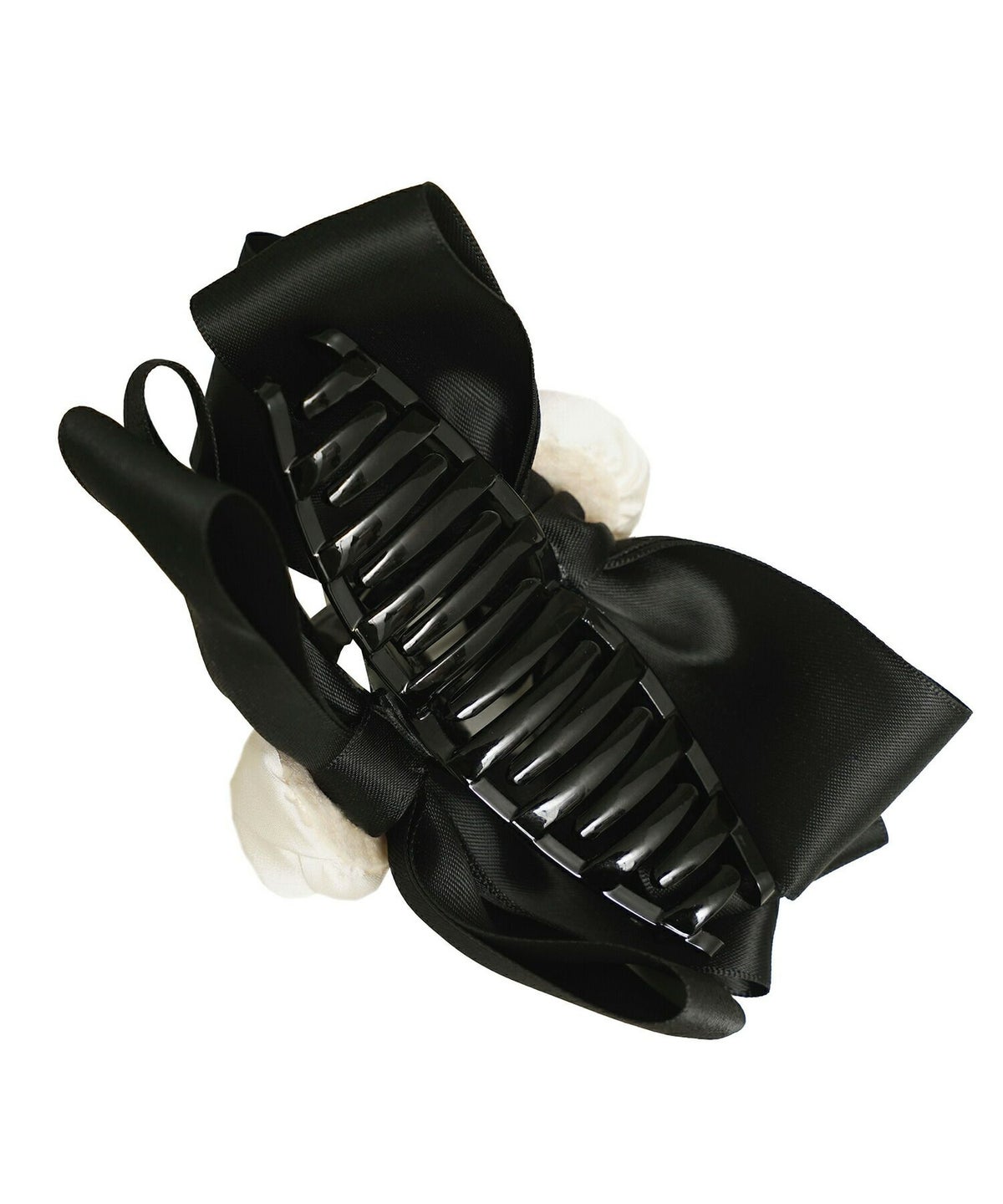 レディース/小物/ヘアアクセ/バンス/クリップ/ヘア/髪留め/ヘアアレンジ/ポニーテール/ハーフアップ/リボン/薔薇/ブラック/配色/バイカラー/綺麗め/上品/エレガント/フェミニン