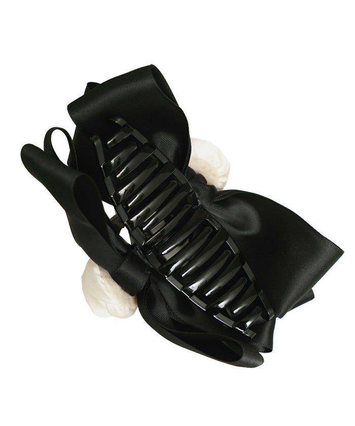 レディース/小物/ヘアアクセ/バンス/クリップ/ヘア/髪留め/ヘアアレンジ/ポニーテール/ハーフアップ/リボン/薔薇/ブラック/配色/バイカラー/綺麗め/上品/エレガント/フェミニン