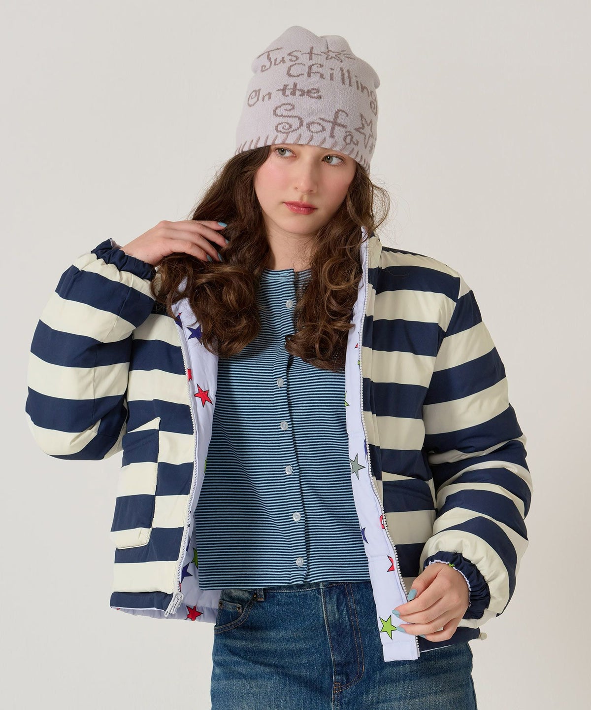 ジップ/アウター/星/スター/ボーダー/リバーシブル