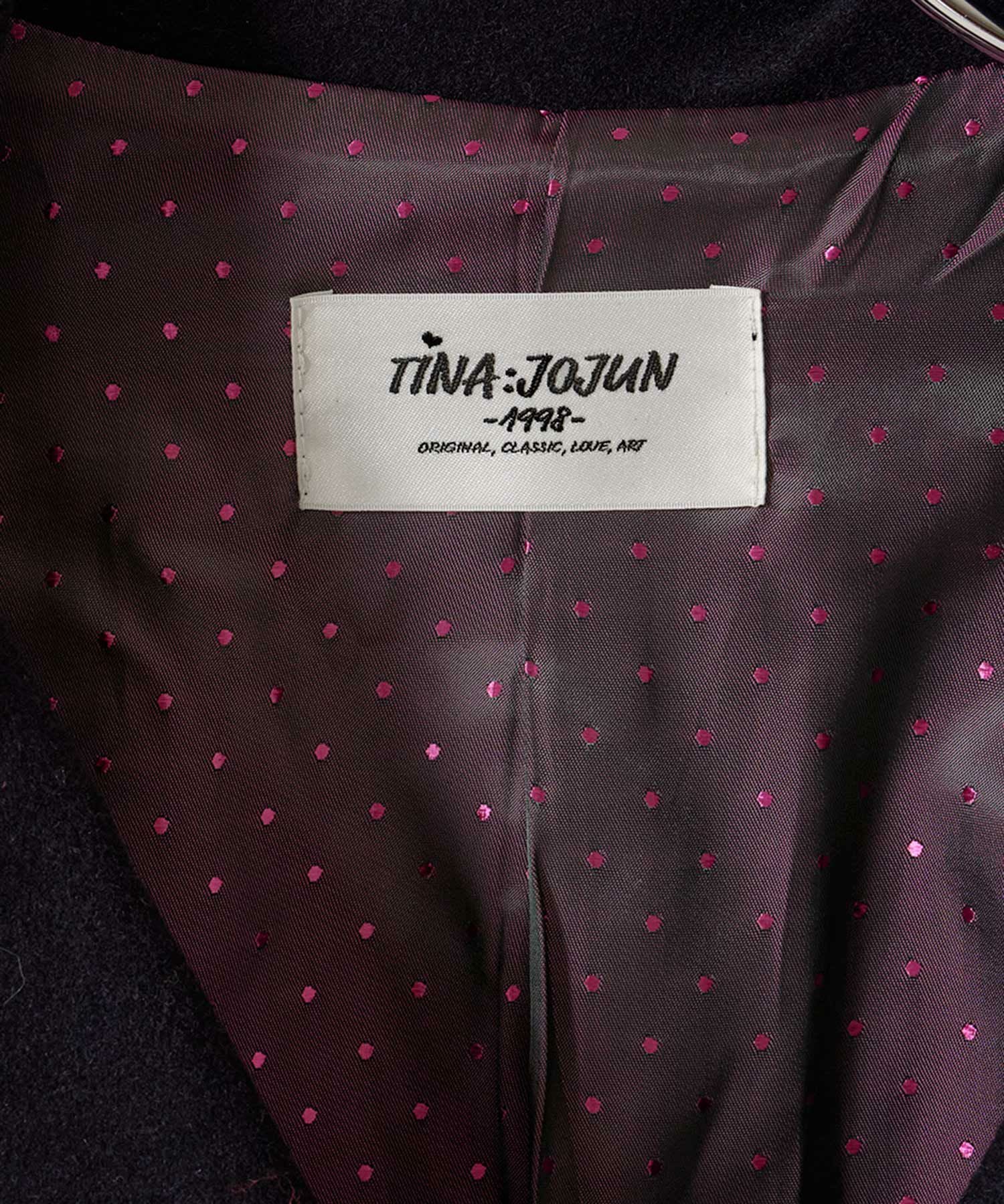 ハート刺繍 ウールミックス ピーコート TINA：JOJUN 全1色｜tnj141