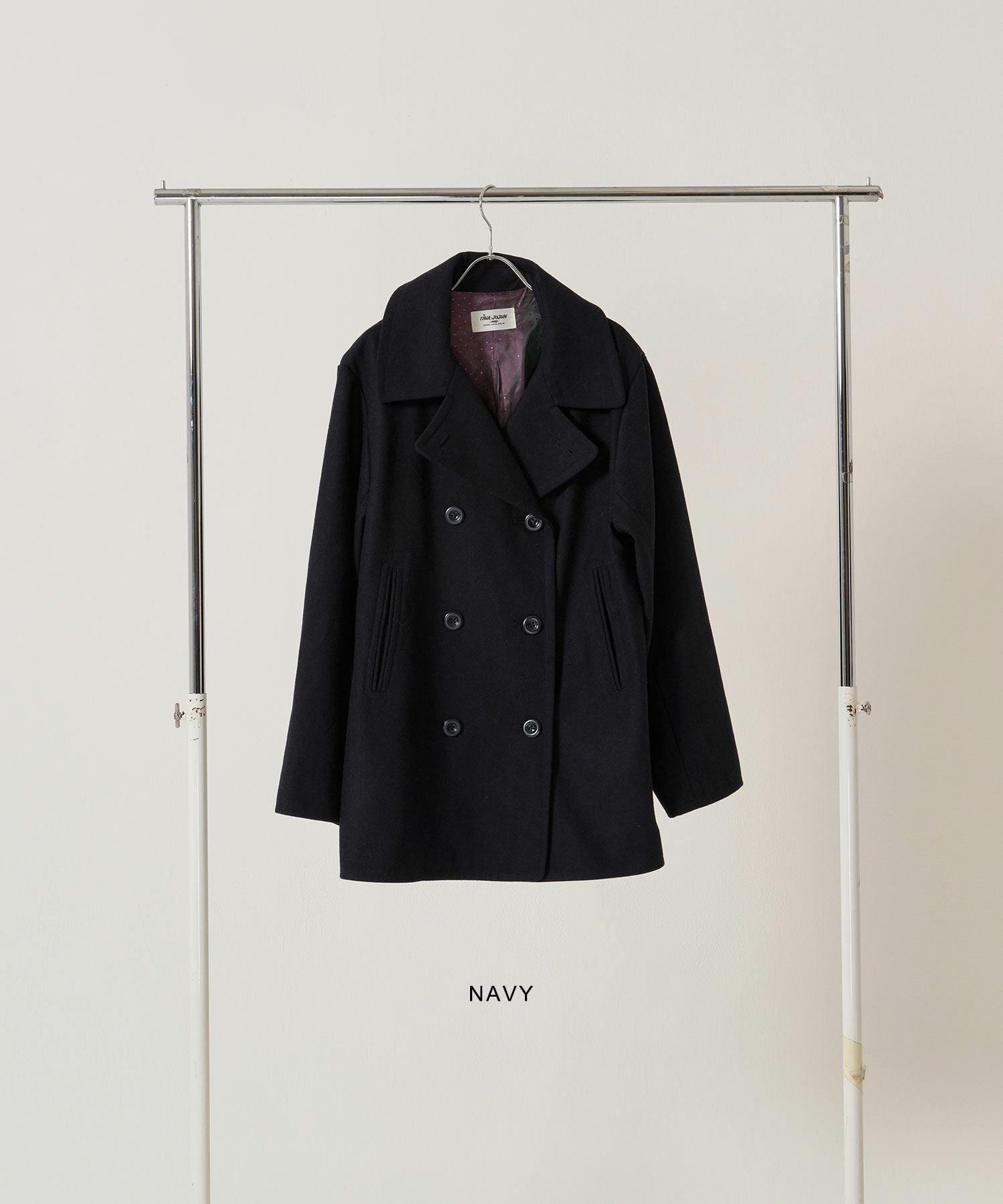 ハート刺繍 ウールミックス ピーコート TINA：JOJUN 全1色｜tnj141