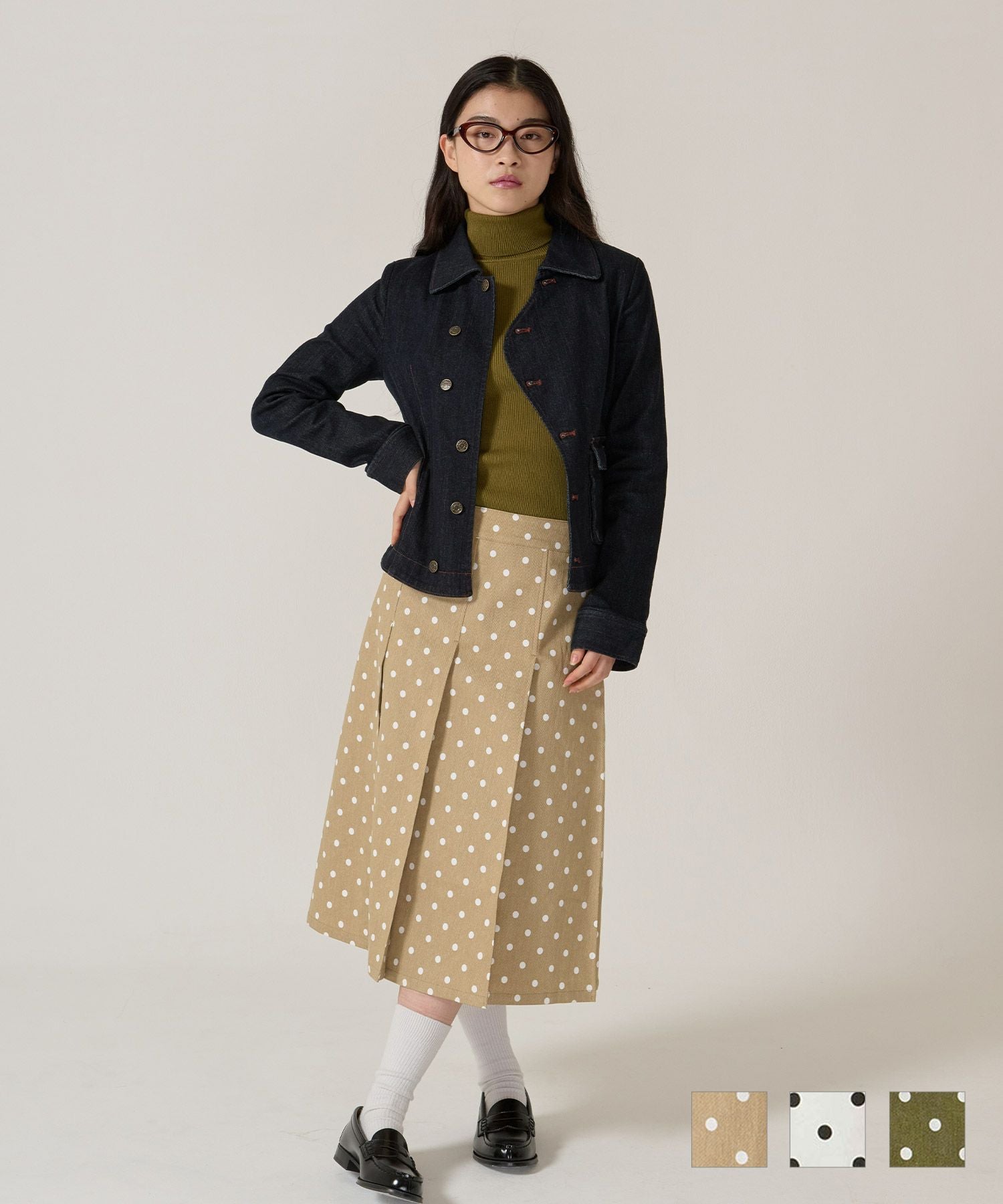 ドット柄 プリーツスカート TINA：JOJUN 全3色｜tnj641-1081【4