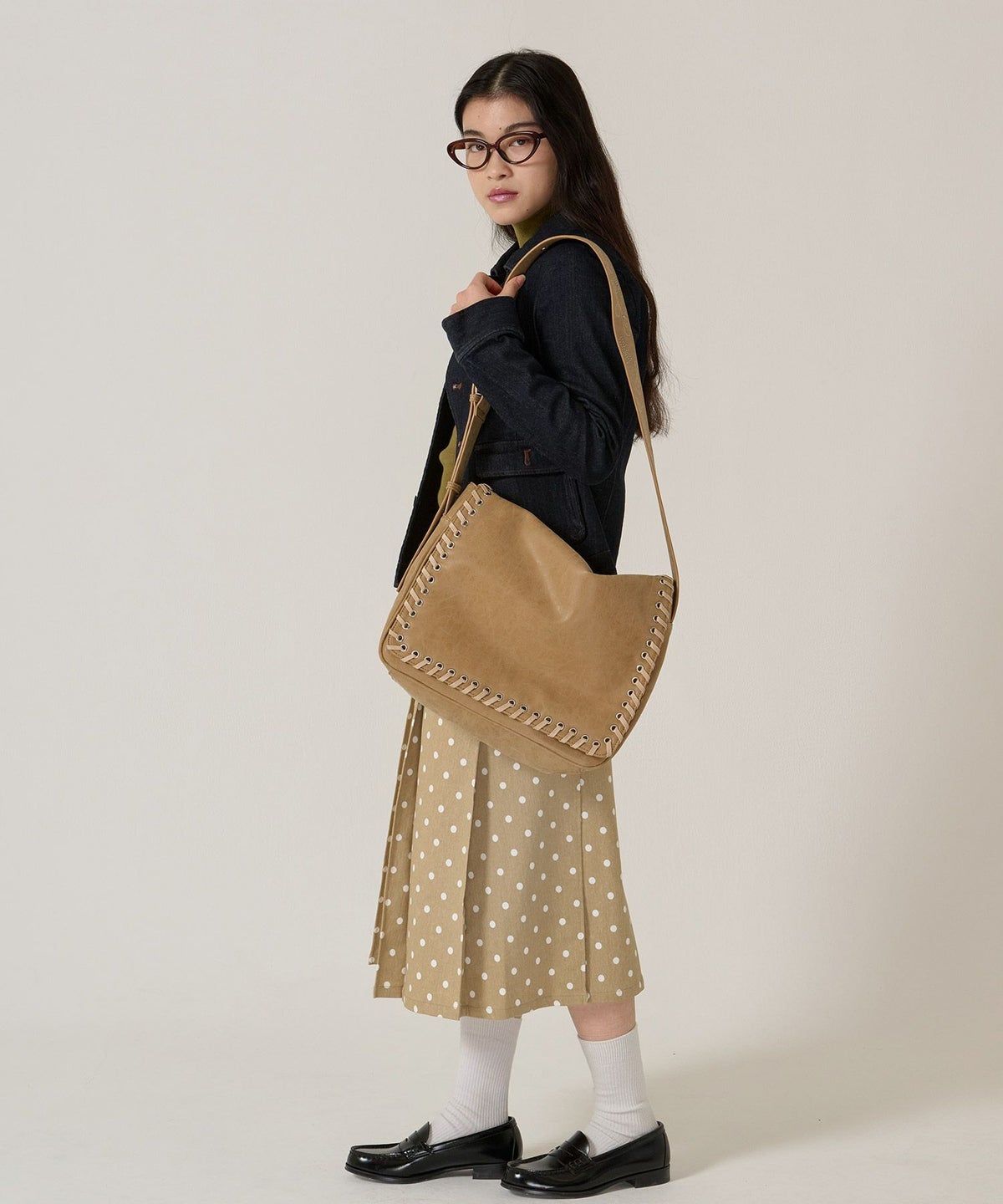 ドット/プリーツスカート/ミディ丈