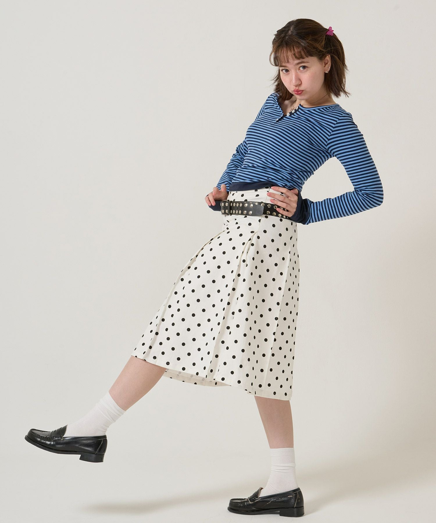 ドット柄 プリーツスカート TINA：JOJUN 全3色｜tnj641-1081【4